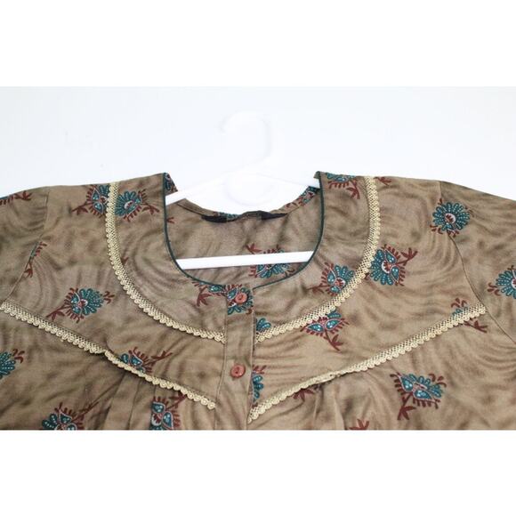 Figure Fine House Dress Nightie Muumuu Ladies L Short Sleeve Button Pull Over - Picture 4 of 5